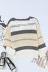V-Neck Knitted Lantern Sleeve Pullover Sweater
